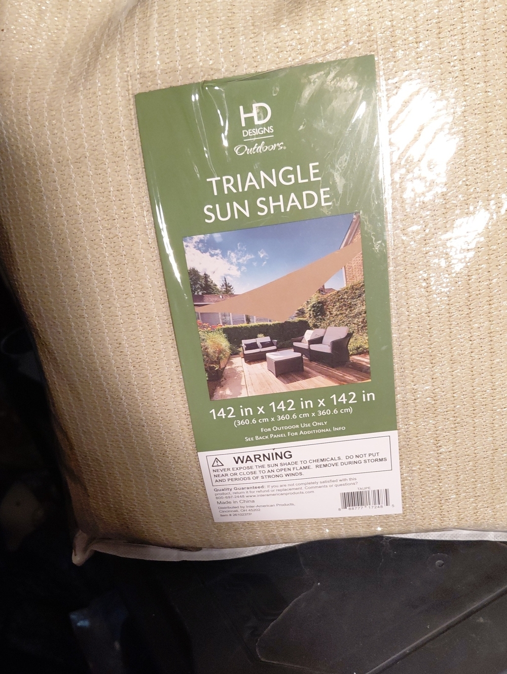 HD Designs Outdoors Beige Triangle Sun Shade - UV Protective Patio Canopy